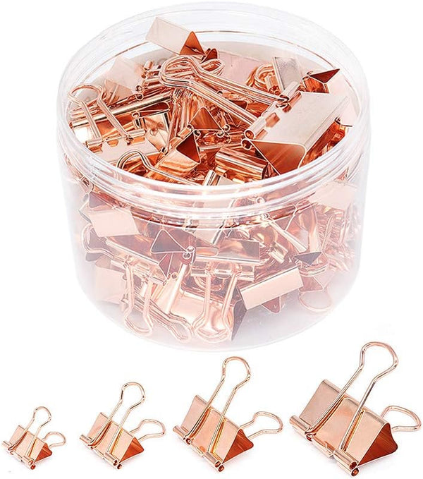 Binder Clip Paper Clamps - Assorted Sizes (Mini, Small, Medium, Large), 100 Pcs Clips for Office School