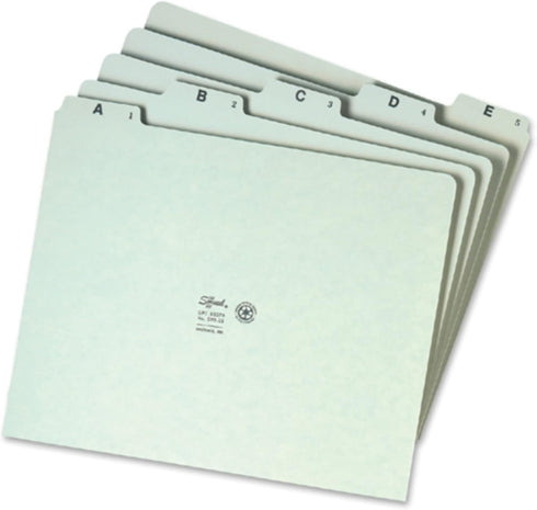 Smead Pressboard Guides, 1/5-Cut Tab (A-Z), Letter Size, Gray/Green, Set of 25