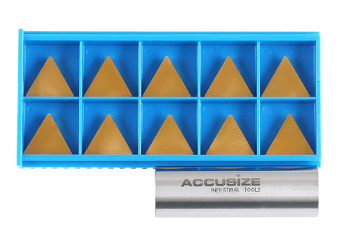 Accusize Industrial Tools Tpg321 Carbide Inserts - Tin Coated, 10 Pcs, 2127-1026x10
