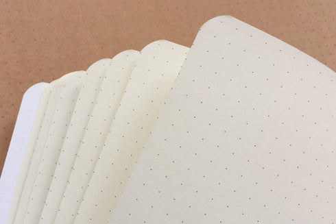 newestor Set of 3 A5 Dotted Notebook/Travel Journal, 5.5 x 8.25, 120 Sheets/240 Pages, Black/White/Kraft Brown