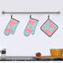 KUZEOLON Pink Blue Citrus Slices Two Heat-Resistant Gloves + one Pot lid mat, Suitable for Kitchen Grilling.