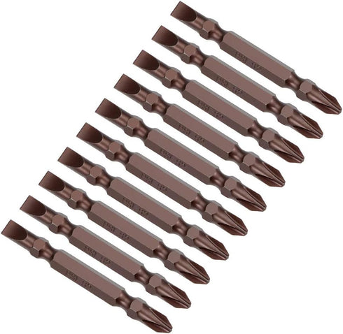 uxcell 10 Pcs PH2/SL6 Magnetic Double Ended Screwdriver Bits, 1/4 Inch Hex Shank, 2.56-inch Length S2 Power Tool