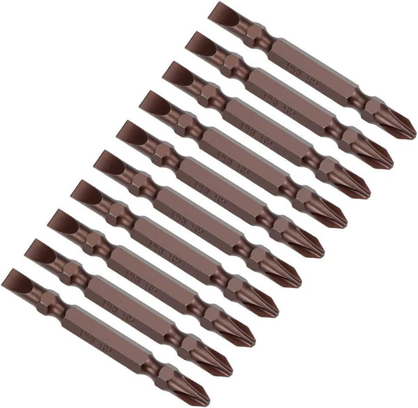 uxcell 10 Pcs PH2/SL6 Magnetic Double Ended Screwdriver Bits, 1/4 Inch Hex Shank, 2.56-inch Length S2 Power Tool