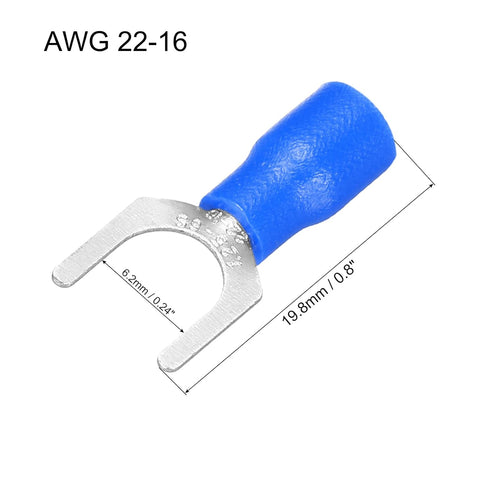 uxcell 100 Pcs Insulated U-Type Wire Connector Electrical Crimp Terminal 22-16 AWG for Electrical Projects Blue