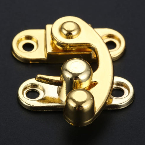 Yetaha Antique Hook Hasp, 6PCS Zinc Alloy Right Lock Clasp Toggle Latch Buckles for Vintage Wooden Box, Gold