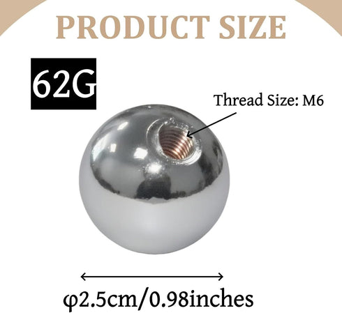CQnodoit 3 M6 0.98" Silver Metal Ball Lamp Finials Pcs Screw-On Lighting Toppers Thread Diameter Decorative Knob