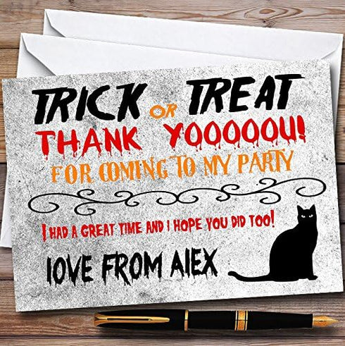 The Card Zoo Trick Or Treat Black Cat Personalized Halloween Personalized Halloween Party Thank You
