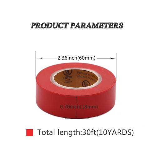 Electrical Tape Colors 6 Pack, 0.7-Inch by 30 Feet, 600V Dustproof Adhesive for Home Vehicle Auto Car Power Circuit