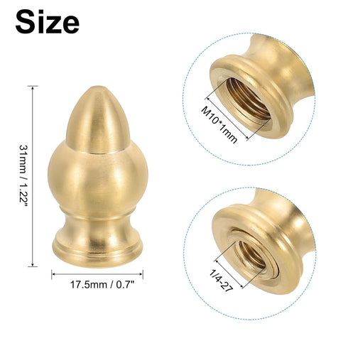 PATIKIL 17.5 31mm 3 Set x Lamp Finials Caps Knob, Solid Brass Lamp Shade Top Decoration Screw Cap Nuts with Brass