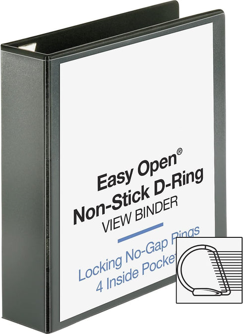 Sparco 26960 Locking D-Ring View Binder, 2-Inch Capacity, 11-Inch x 8-1/2-Inch, Black