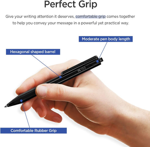 MONAMI FX 153 Retractable Ballpoint Pen, Medium Point (1.0mm), Smudge-Free Ultra Smooth F5 Ink, Black, 12-Count
