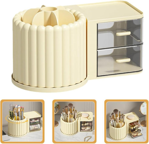 Rotating Pen Holder - Convenient Makeup Brush Organizer and Desktop Pen Supply Holder for Office