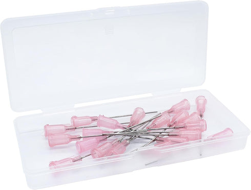 20 Pack 20Ga 1.5 Inch Blunt Tip Dispensing Needles, Pink Plastic Syringe Tapered Luer Lock for Industrial Use