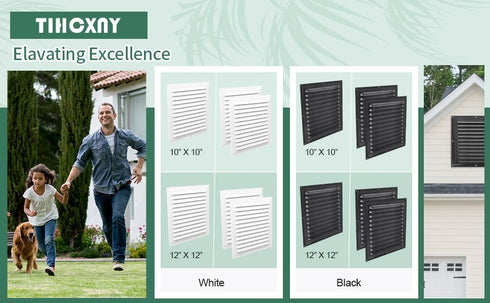 TIHCXNY 2 Pack 12" 12"Inch) (Black x Gable Vents, Aluminum Walls, Lofts, Garages etc with Screened Metal Shed Vents