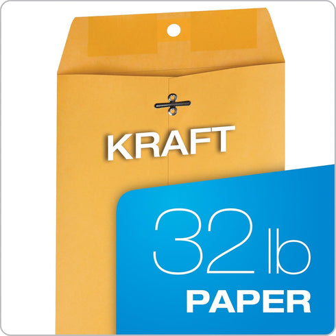 Quality Park 6 x 9 Clasp Envelopes, 100 per Box, Kraft Paper with Clasp and Gummed Closures