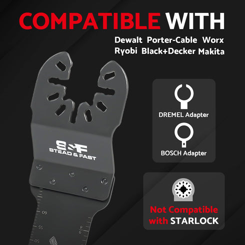 Oscillating Saw Blades for Wood, 6 PCS Multitool Blades for Wood, Plastic, Curved Edge Long Power Tool Blades