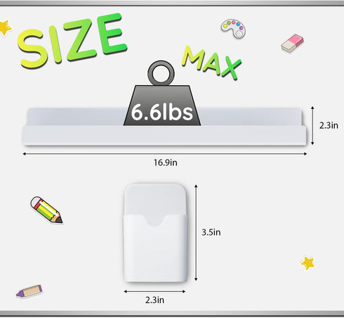 CONIJIWA 2 Pcs Magnetic Book Shelf for Whiteboard,Reusable Magnetic Book Holder and Pen HolderUse for Classroom,Office
