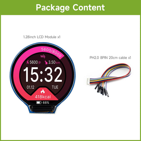 waveshare 1.28 inch 65K 240240 GC9A01 Round LCD Display Module for Raspberry Pi/Jetson Nano RGB Colors Resolution