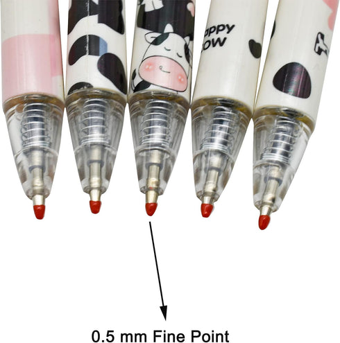Maydahui 42PCS Cute Milk Cow Gel Pen, Cartoon Animal Pens, Retractable Printing Pen, Black Ink for Office Supply