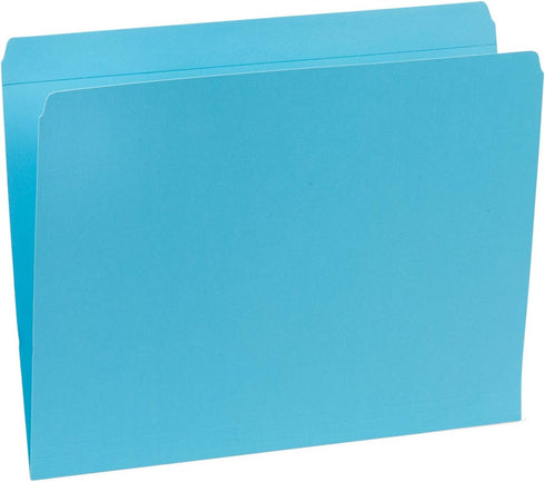 Blue Summit Supplies 100 Pack Straight Cut File Folders, Assorted Blue, Green, Purple, Letter Size, Single Tab