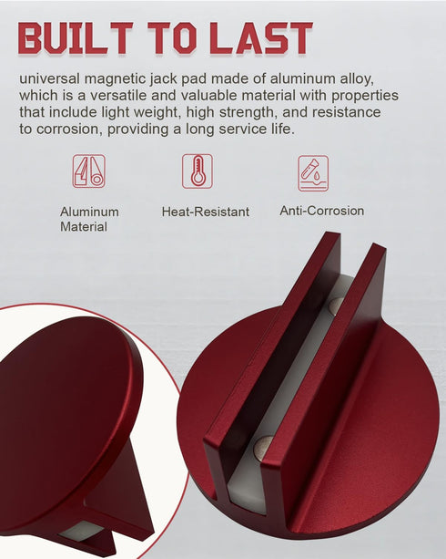 Universal Magnetic Jack Pad - Jack Puck Pinch Weld Frame Rail Adapter for Universal Vehicles, Red-1 Pack