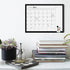 Dry Erase White Board & Monthly Calendar Board - Black Frame, Small Planning Board for Office, School, Home (12" x 16")