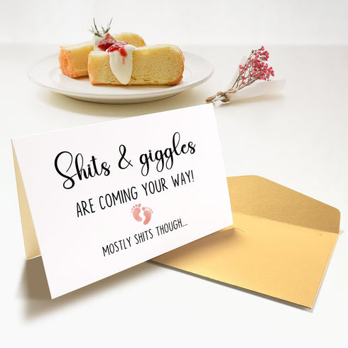 Chenive Funny Baby Shower Card for New Parents, New Baby Card for New Dad New Mom, Pregnancy Congratulations Card