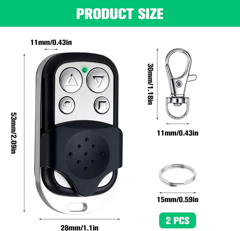 Gantch Cloning Remote Control Keychain, Replacement Garage Door Electric Gate, Duplicates and Replaces Original Factory