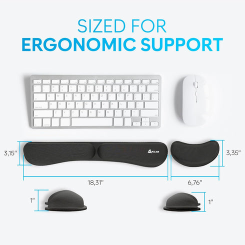 Set KLIM Mouse & Keyboard Wrist Rest - Silky Gel Memory Foam - Ergonomic Wrist Rest for Computer Keyboard, Wrist Pad