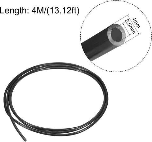 uxcell 4mm OD x 2.5mm ID 4m PU Polyurethane Pneumatic Air Tubing Hose Pipe, Black