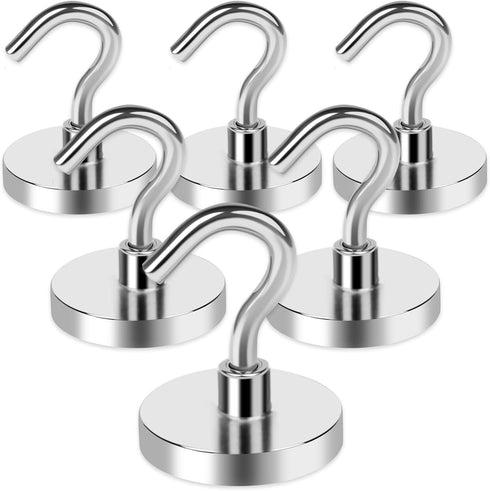 LOVIMAG 80LBS Heavy Duty Magnetic Hooks, Neodymium Magnet Hooks for Refrigerator, Wall, Locker, 6 Pack