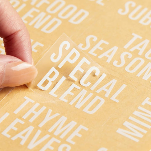Talented Kitchen 134 Preprinted Minimalist Spice Labels, Bold White Seasoning Labels for Organization