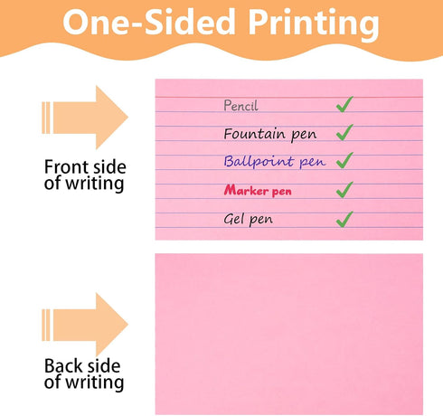 WINKIO 200 Count Cards,150gsm (50 (3 5 inches) Colored Index Cards, Note Heavy Weight College Ruled Colored Flashcards