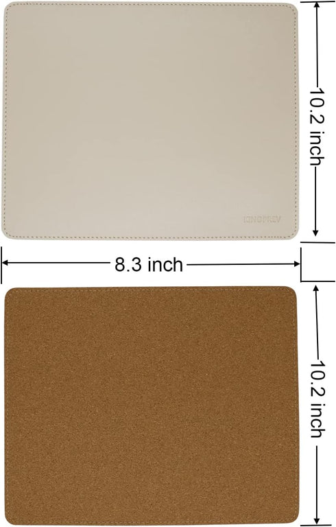 Leather Mouse Pad, Wood Mouse Pad with Stitched Edge, Waterproof Gaming Mouse Pad for Computers, 10.2" x 8.3", Beige