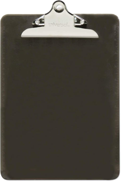 Universal UNV40306 1.25 in. Clip Capacity Plastic Clipboard, 8.5 in. x 11 in., Translucent Black