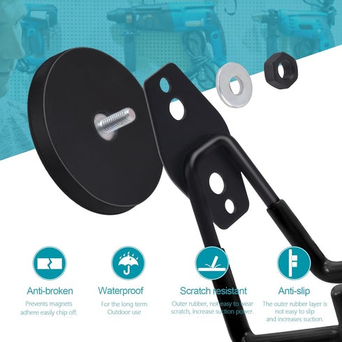 Strong Magnetic Hooks, 3.46" Garage Magnet Hooks with Anti-Slip Coating, 2 Pack Heavy Duty Storage Utility Hooks