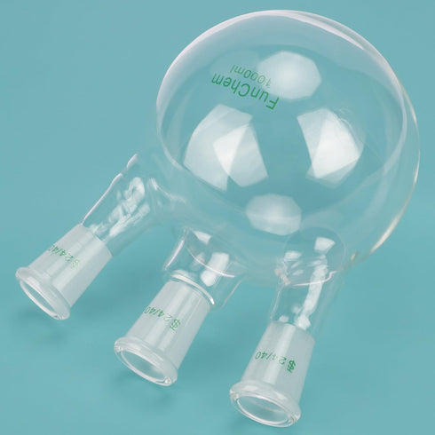 Three Neck Round Bottom Flask, Glass 3-Neck Boiling Flask with 24/40 Standard Taper Joint, 1000 mL