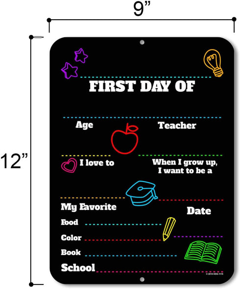 Honey Dew Gifts Reusable Chalkboard Style School Photo Prop Board, Kindergarten, Preschool, 9x12 Tin Sign
