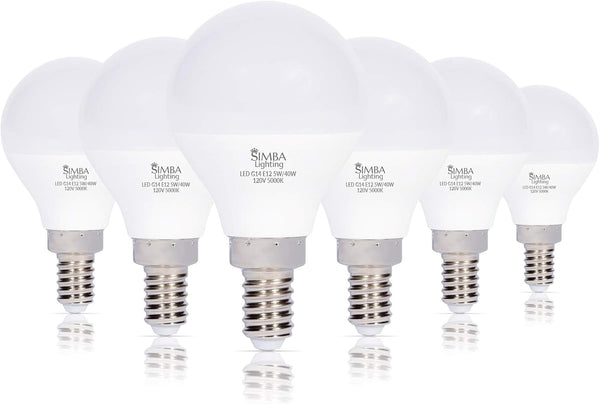 Simba Lighting LED Candelabra E12 Base G14 Small Globe 5 Watt 40W