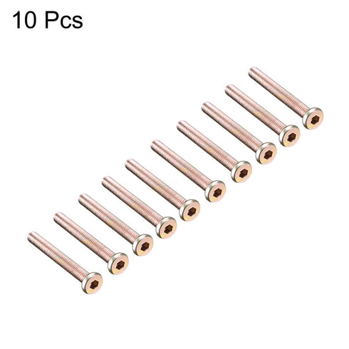 uxcell M6x50mm Furniture Bolt - Hex Socket Drive Round Head Screw, Zinc Plated, 10pcs