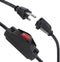 3 Prong Extension Cord with Waterproof Switch - 14/3 SJT Heavy Duty Power Cable with LED On/Off Switch, 1.5 Ft, Black
