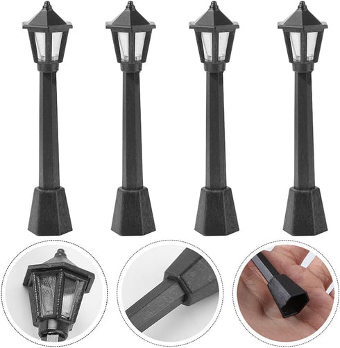 EXCEART 6pcs Miniature Lights - Tiny House Streetlights Model, Christmas Decorations Doll House Accessory