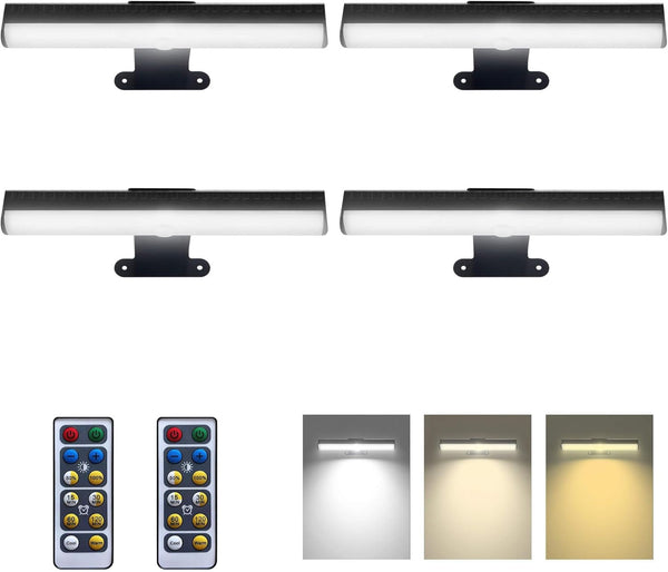 HIPTOKING 4pcs Battery Operated Picture Light with 3 Lighting Color,Painting Light for Wall