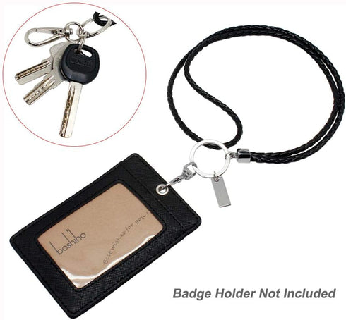 boshiho Office Lanyard, PU Leather Necklace Lanyard with Strong Clip, Keychain for Keys, ID Badge Holder, USB or Cell