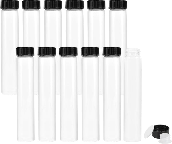 50ml Clear Glass Vials with Screw Caps, Small Liquid Sample Test Tubes, 12PCS Leak-Proof Bottles