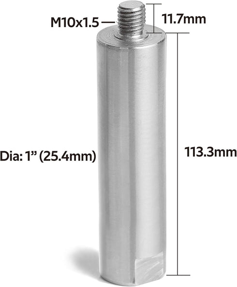 1" Post for Wood Lathe Tool Rest with 5" Total Length Including Thread, M10X1.5 Thread