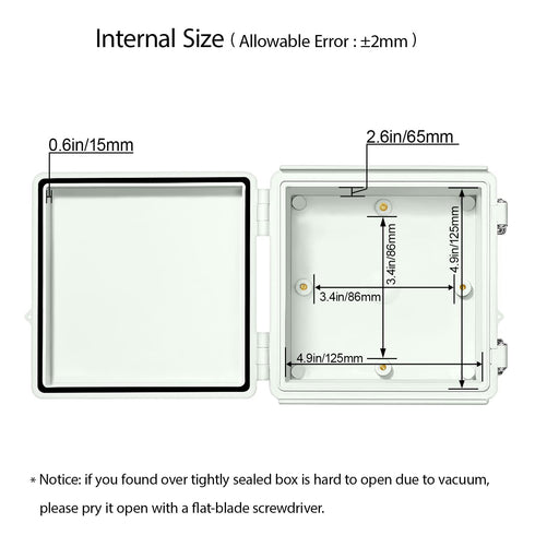 LeMotech Electrical Box, IP67 Waterproof Hinged Cover Junction Box, ABS Plastic Enclosure with Mounting Plate, Grey