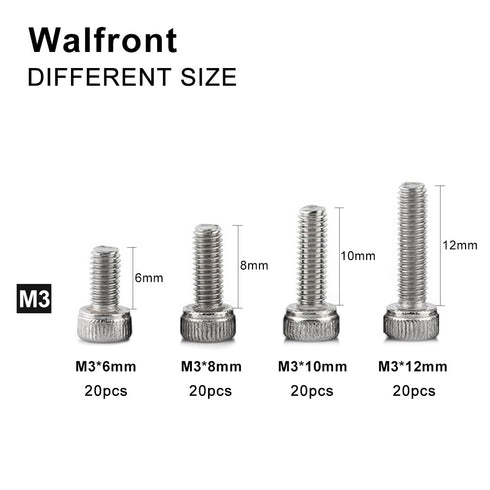 M3 Cap Head Screws, 100pcs M3*6/8/10/12/16/20/25/30 304 Stainless Steel Metric Thread Hex Socket Cap Head Screws