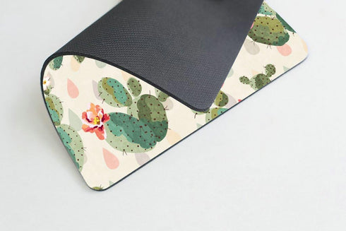 Smooffly Cactus Gaming Mousepad, Prickly Pattern Cactus Flowers Mouse Pad 9.5 X 7.9 Inch (240mmX200mmX3mm)