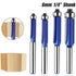 4PCS Set 1/4 Inch Wolfride Flush Trim Router Bit Shank Top Bearing Flush Trim Router Bit